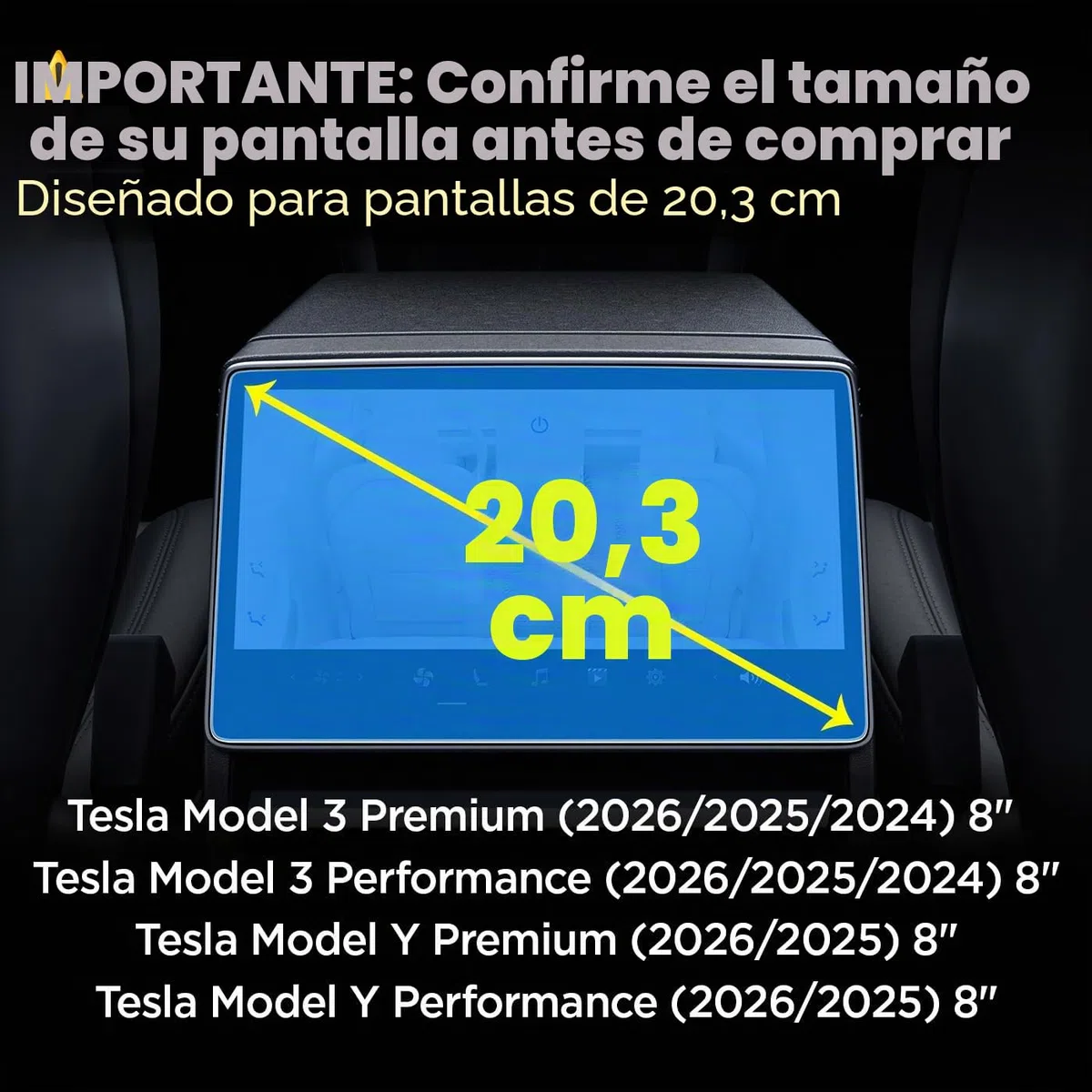Spigen Glas.tR Slim Protector de Pantalla para Tesla Model 3 (2026-2024), Model Y (2026/2025) 8", 1 Unidad, Pantalla Trasera, Instalación Fácil, Antideslumbrante Mate, Anti-Huellas, Dureza 9H
