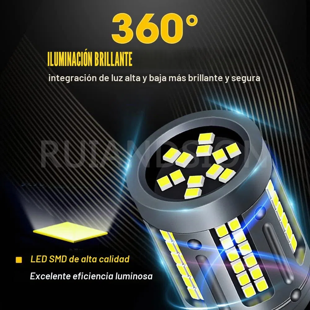 Ruiandsion R2 P45T - Bombilla de faro LED (12 – 30 V, súper luminosa, alta baja, haz LED, bombilla para coche, moto, faro delantero