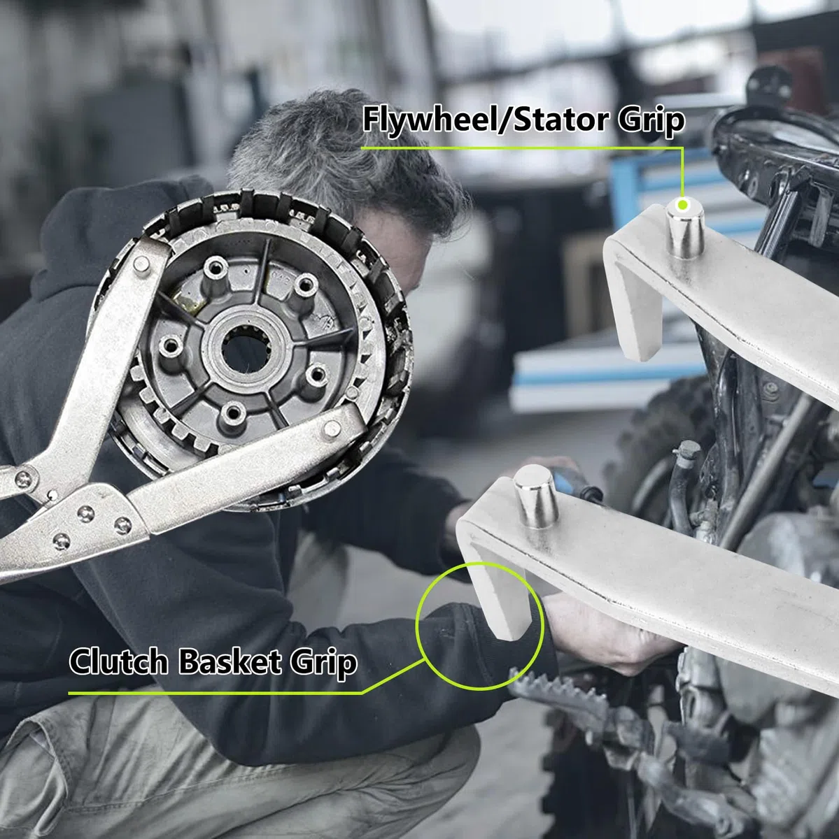 Alicates de Embrague, Extractores de Cubo de Aleación de Acero de 5,5 Pulgadas Plateados para Engranajes de Volante, Engranajes de Piñón, Herramienta de Mantenimiento de Reparación de Motocicletas