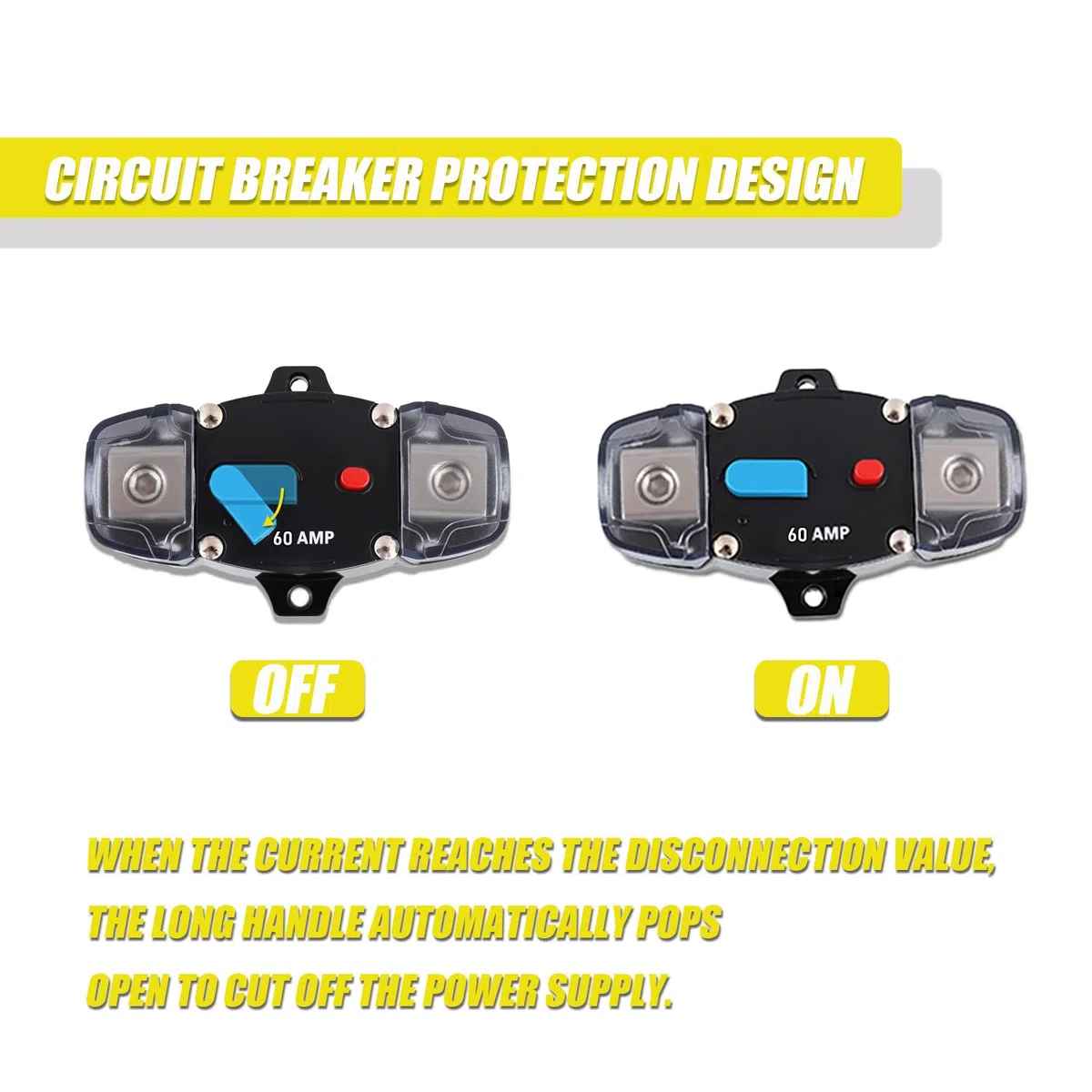 60A 12-48 v DC auto - recovery Breaker with Automatic RV Marine manual reset Button (60amp)