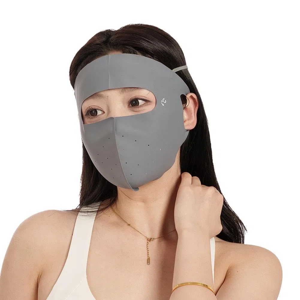 1 máscara de protección solar de seda de hielo para verano, máscara de protección solar para la frente, máscara ultravioleta delgada, transpirable, sección de cara, equitación, cara, playa, protección
