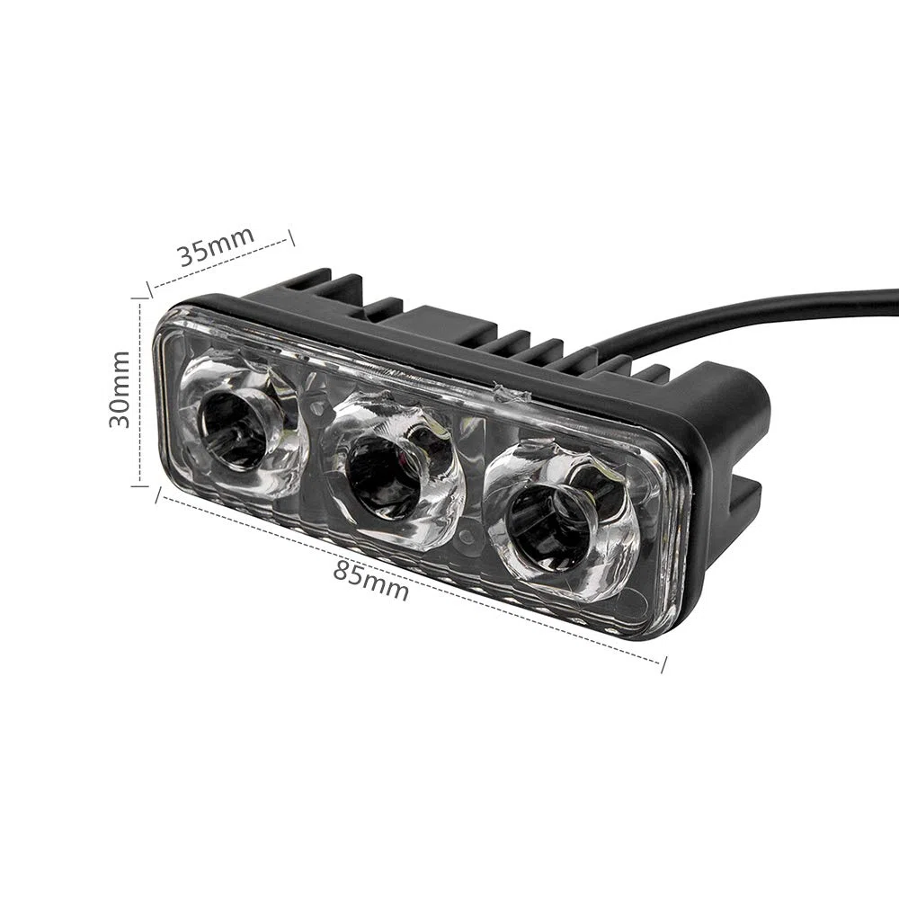 Riloer Luz de Conducción Diurna, 2 x 12V 3 LED de Alta Potencia, DRL Luz Antiniebla de Conducción Diurna, Impermeable