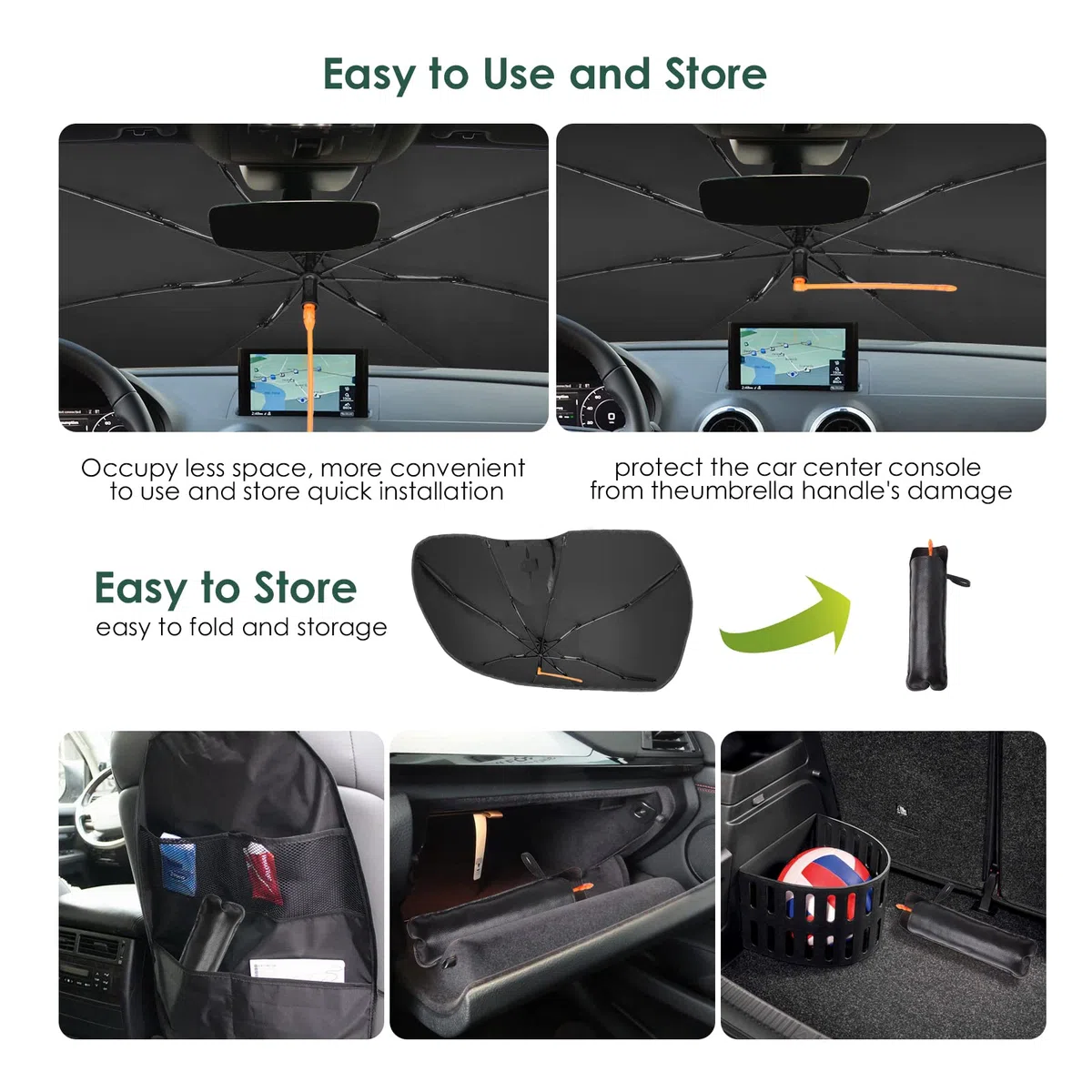 Parasol Plegable para Parabrisas Delantero de Coche, Protector Solar UV para la mayoría de los vehículos 72*137cm (28*54 inch)