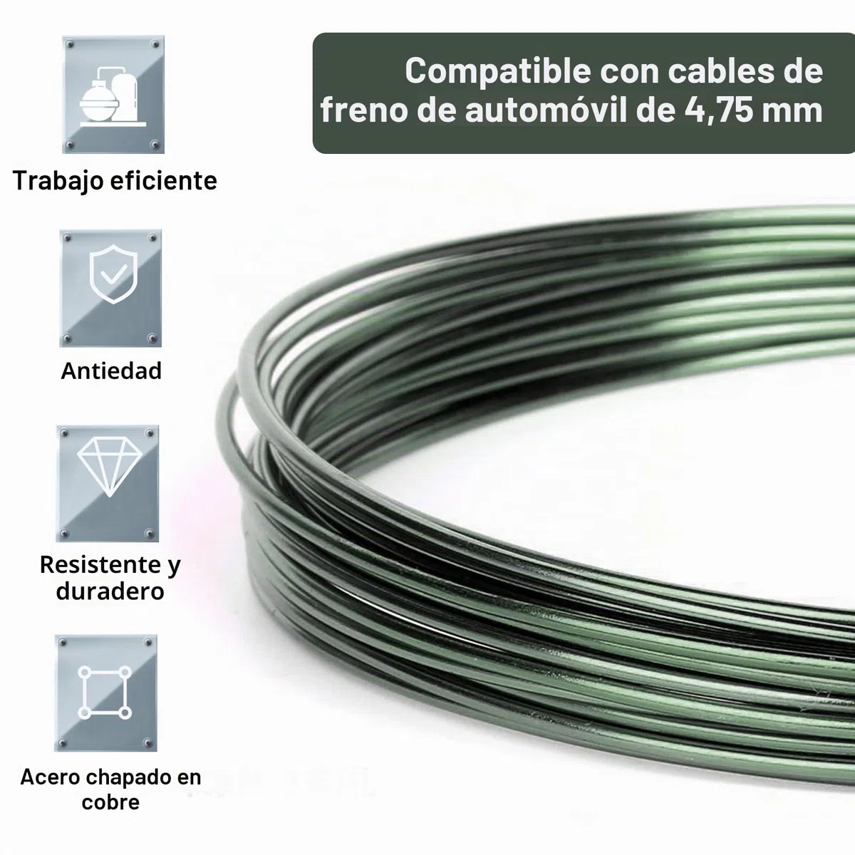 Juego de tubos de freno de acero, 10 m de diámetro, 4,76 mm de diámetro, con revestimiento de PVC, tubo de freno revestido de cobre, juego de tubos de freno para reparación de sistemas de frenos de
