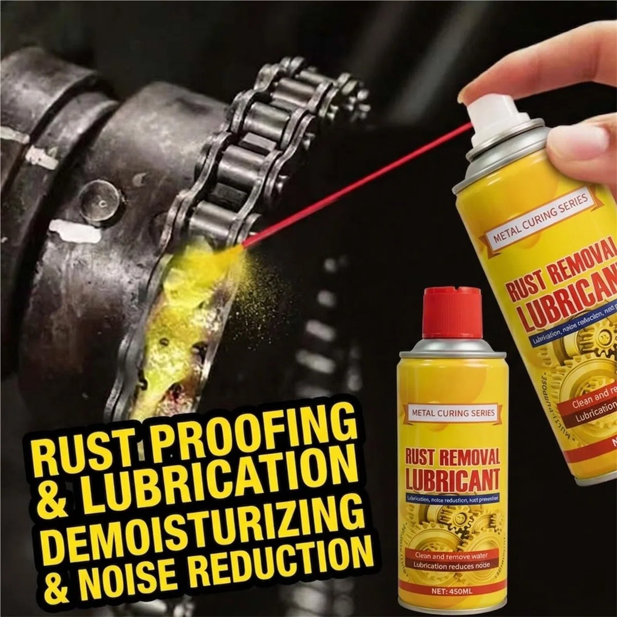 Lubricante antioxidante y Spray eliminador de óxido acción rápida for eliminación tamaño Extra Grande for Metales, vehículos, Herramientas, Cadenas, Pernos bisagras para Metales