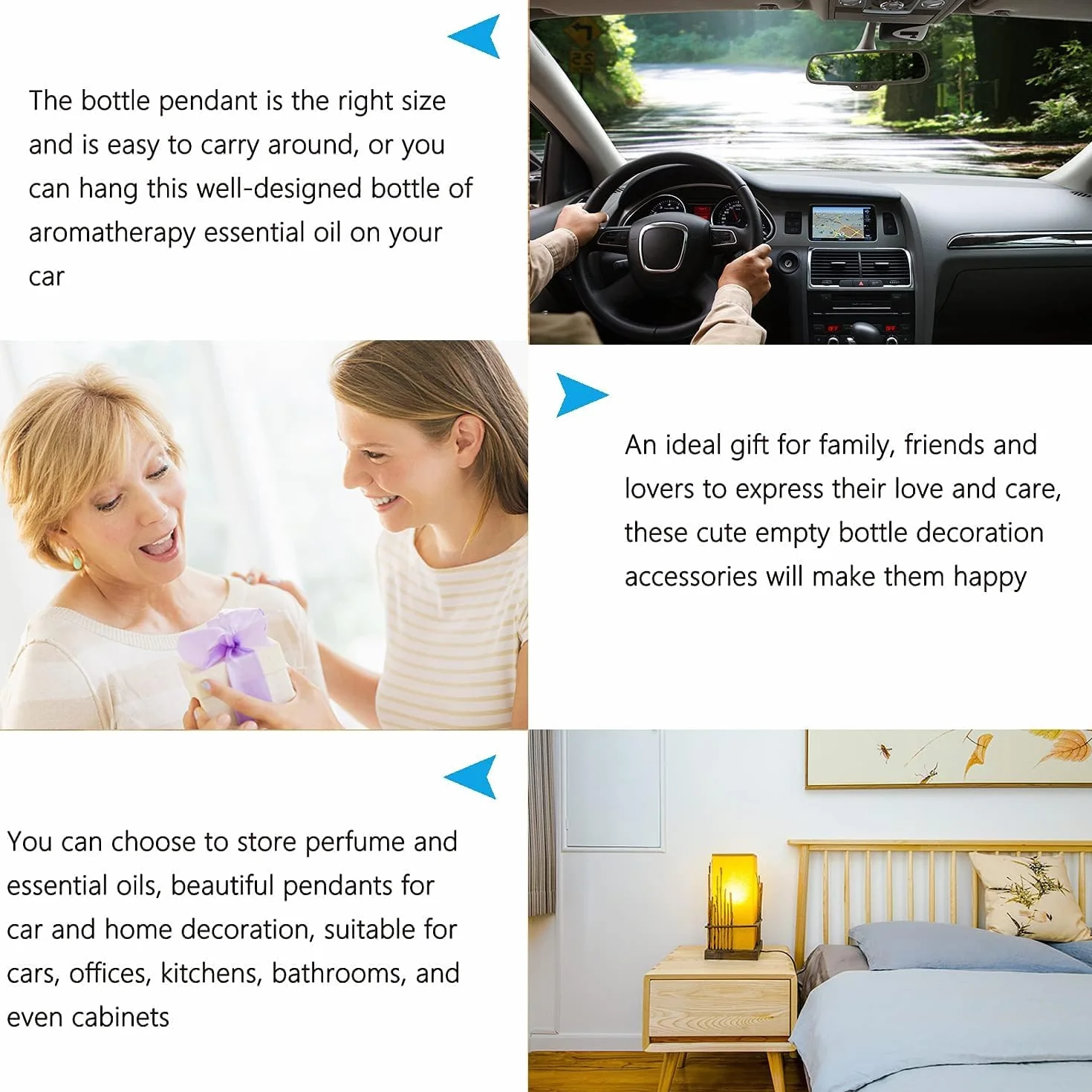 30 Piezas Botella de ambientador Coche vacio vacía,Colgante de Botella de Fragancia de ambientador de 8 ml,difusor de Aceite Esencial de Perfume Recargable,para Oficina en casa del automóvil