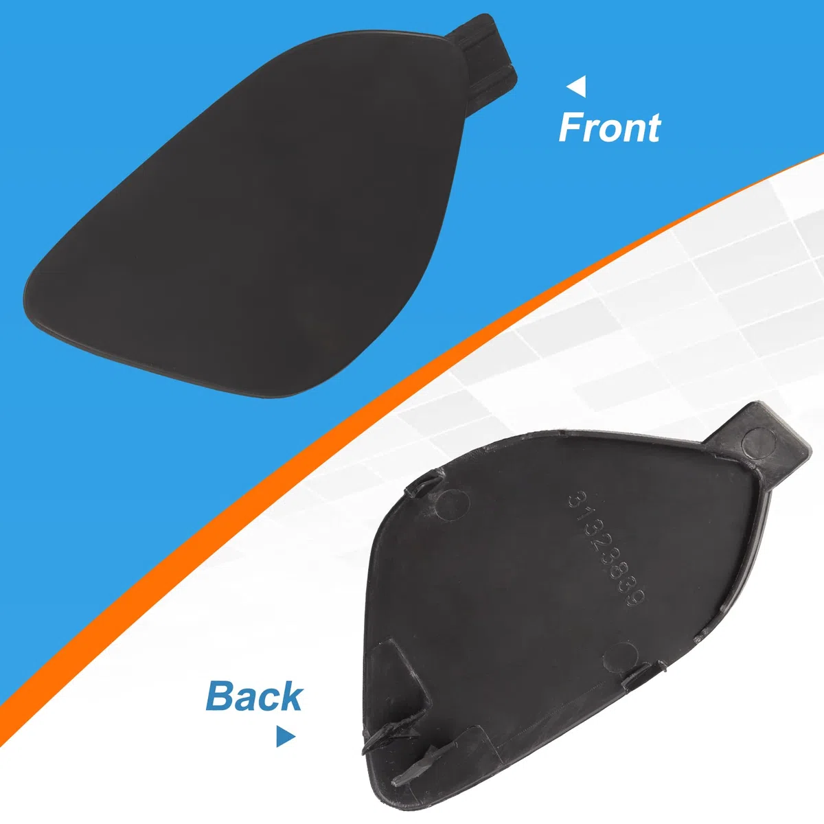 Xinpinsai - Cubierta de gancho de remolque para parachoques delantero para Volvo S60 S60L V60 2014 2015 2016 2017 2018 39820294 31323839 (gris, lado derecho del pasajero)