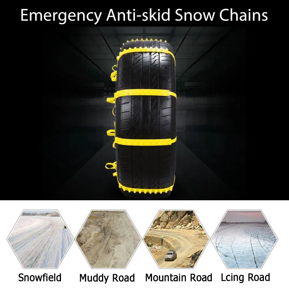 Riloer Cadenas de Nieve, 10 Cadenas Universales de Neumáticos Antideslizantes para Emergencias al Aire Libre para Neumáticos de Coche con un Ancho de Neumático de 145-295 mm