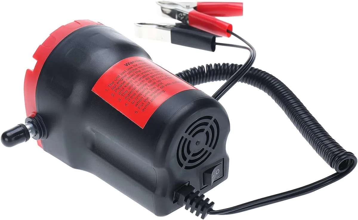 FreeTec 12V 60W Bomba extractora de aceite Diesel Bomba de aceite Bomba de combustible para cambio de aceite Aceite de motor Aceite de calefacción (Rojo)