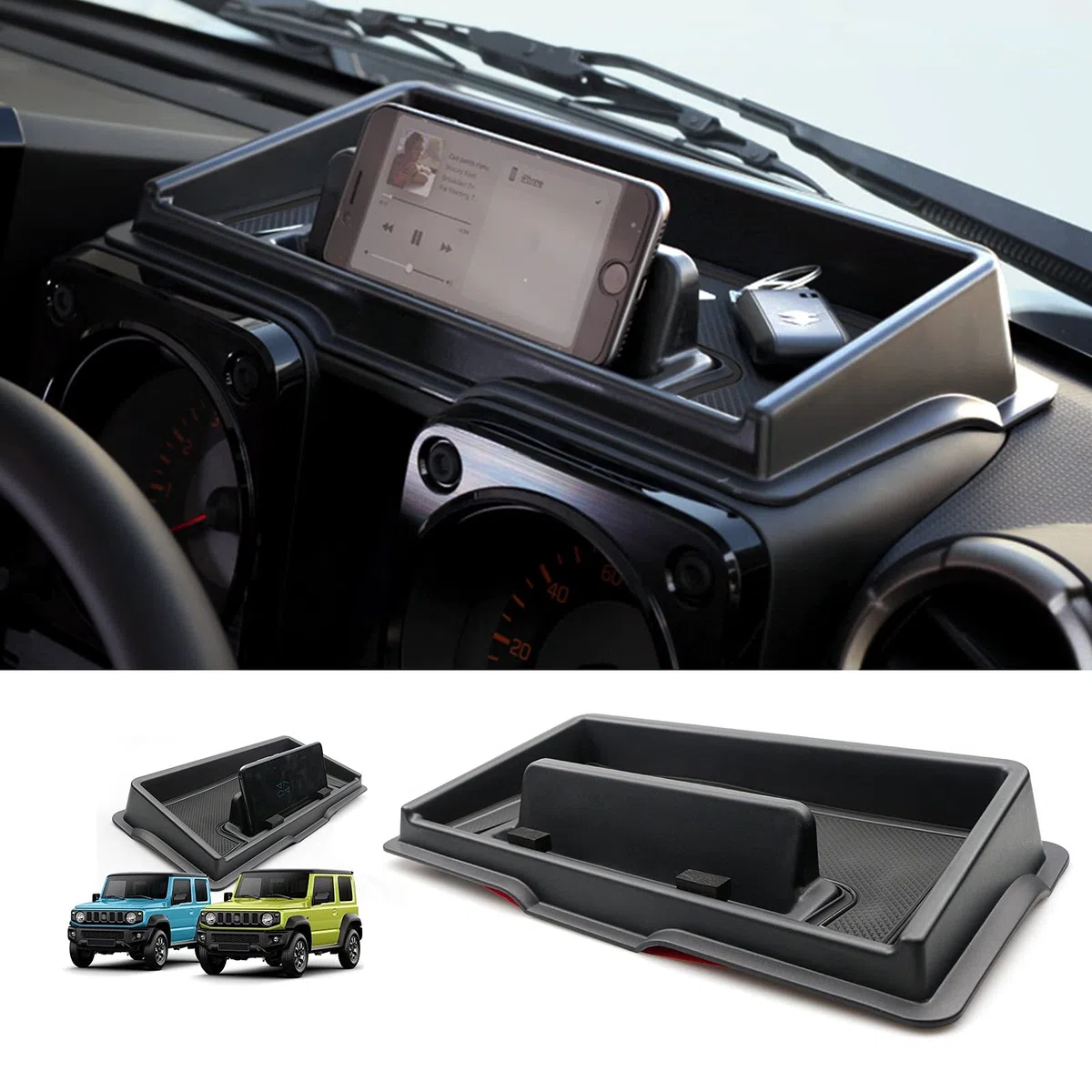 RUIYA Compatible con Suzuki Jimny JB64W JB74W 2018-2024 2025 Consola Central Caja de almacenamiento, Jimny Consola Central Organizador Central Bandeja Jimny Accesorios