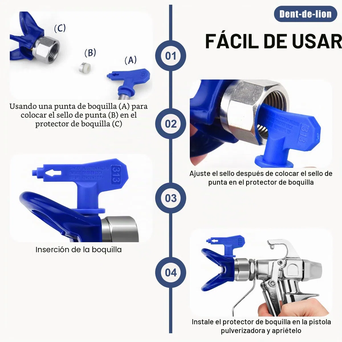Kit de Puntas de pulverización Reversibles, 5 Piezas Boquilla Airless, Puntas de pulverización，Caja de Almacenamiento (211,313,415,517,623)
