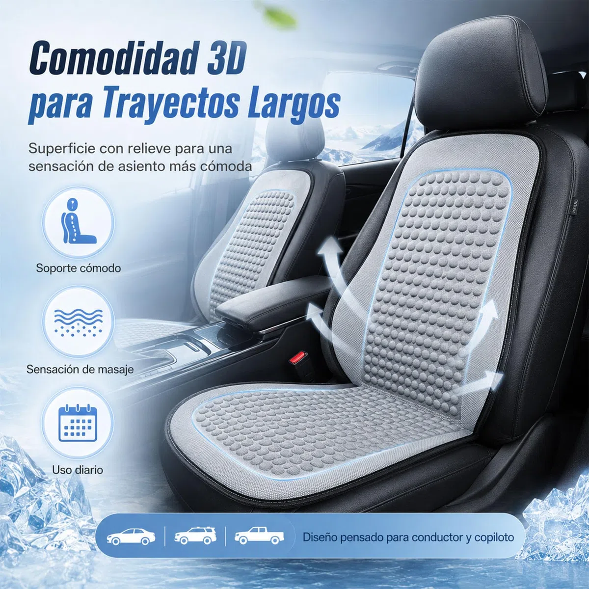 Genérico Respaldo para Asiento de Auto Refrescante, Funda para Asientos de Auto Transpirable de Seda Fría,Fundas para Asientos de Automóvil para Coche Camión SUV (Negro)