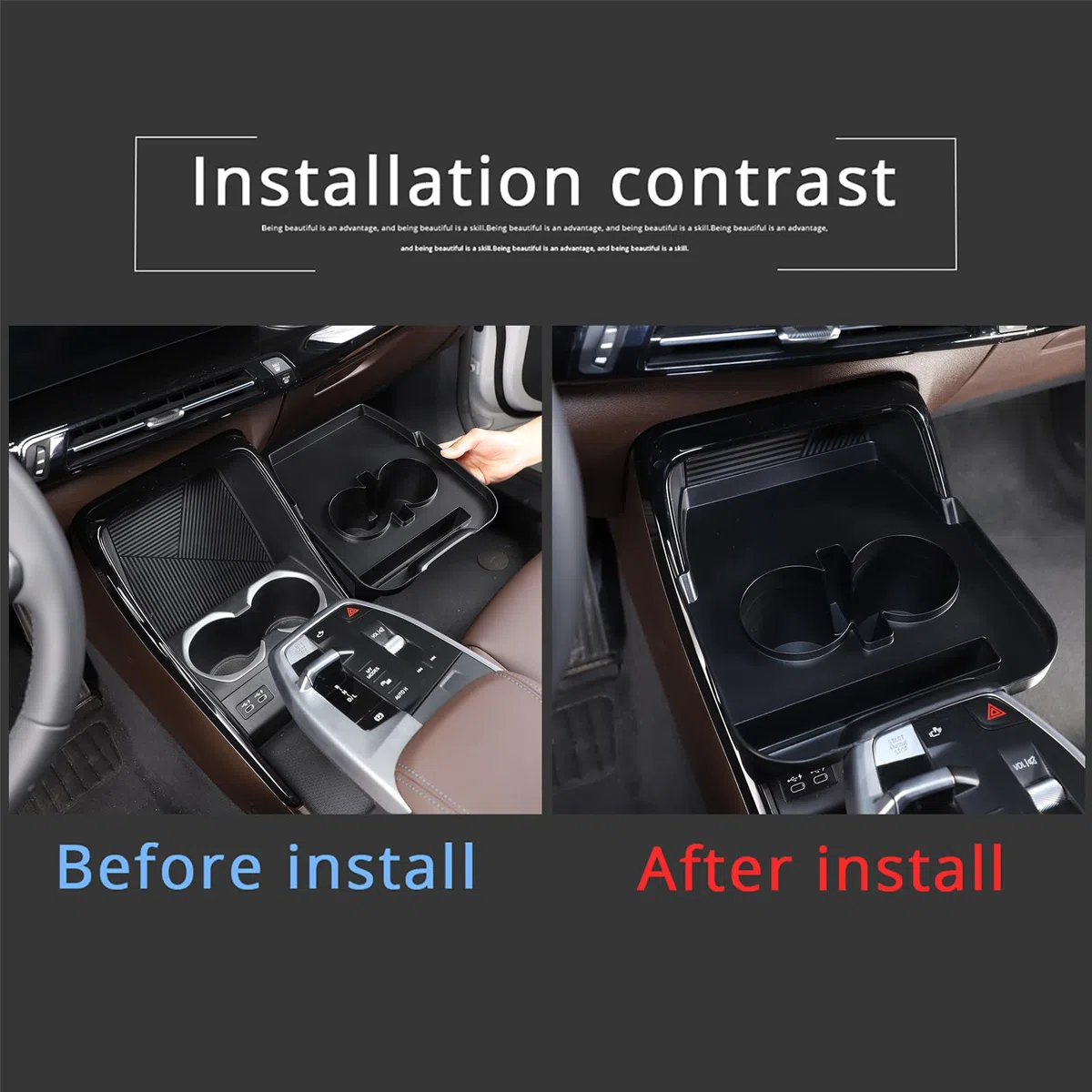 Compatible con B-M-W X1 U11 2023 2024, caja de almacenamiento para portavasos, soporte para bebidas de coche, consola central, soporte para tazas, caja de almacenamiento, bandeja organizadora,