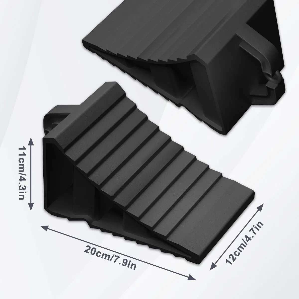 XMTECH 2 cuñas de ruedas con mango, estable de plástico PP para automóviles, caravanas, color negro