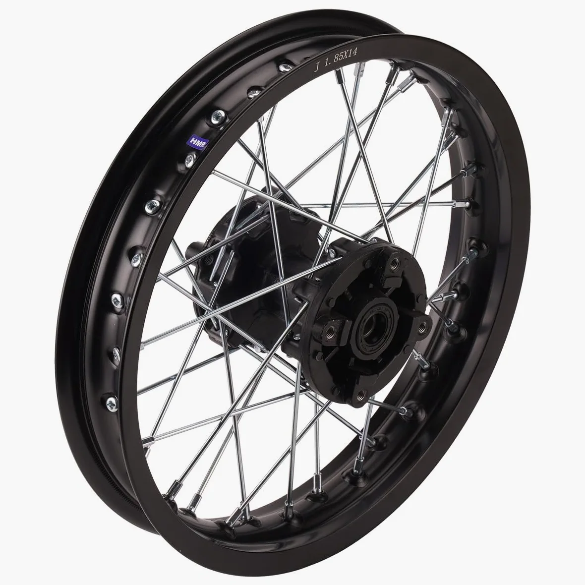 Llanta de acero de 14 pulgadas trasera negra adecuada para casi todos los modelos con eje de 12 mm Dirt Bike, Pit Bike, XMOTOS, Motocross (Negro)