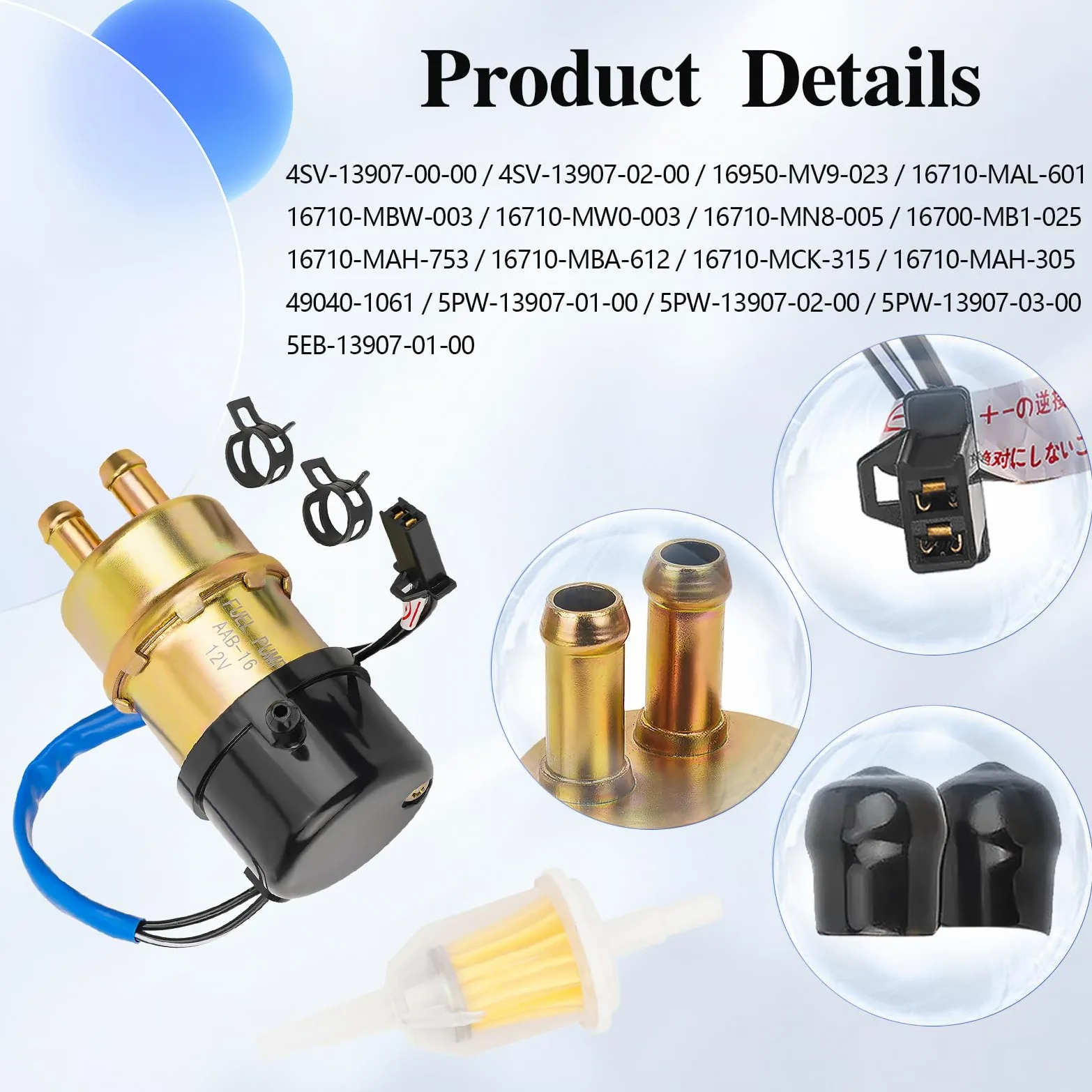 Road Passion Bomba Combustible Gasolina Electrica 12v para Yamaha FZR1000 1987-1988/FZR600R 1998-1999 / TZ250 1996-2001