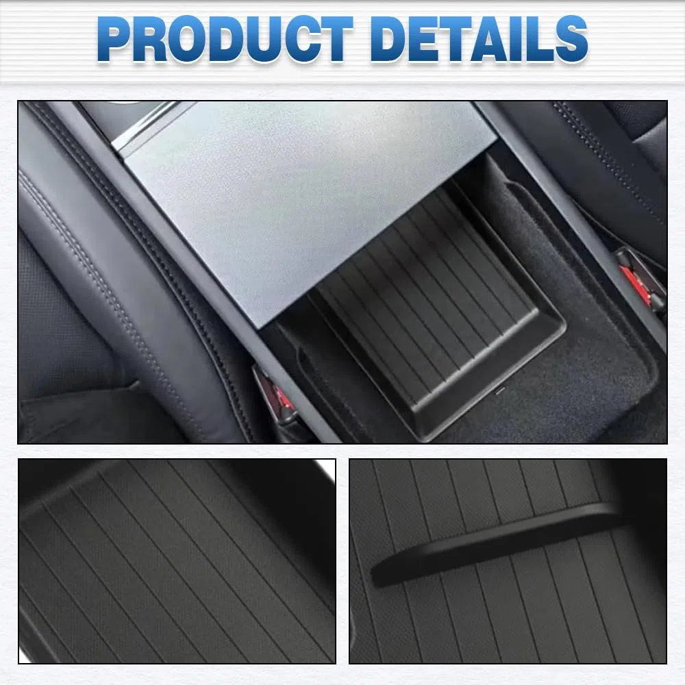 Riloer Tesla Model Y Accessories - Caja de almacenamiento para consola central de coche, bandeja organizadora interior compatible con Tesla Model Y Juniper 2025-2026