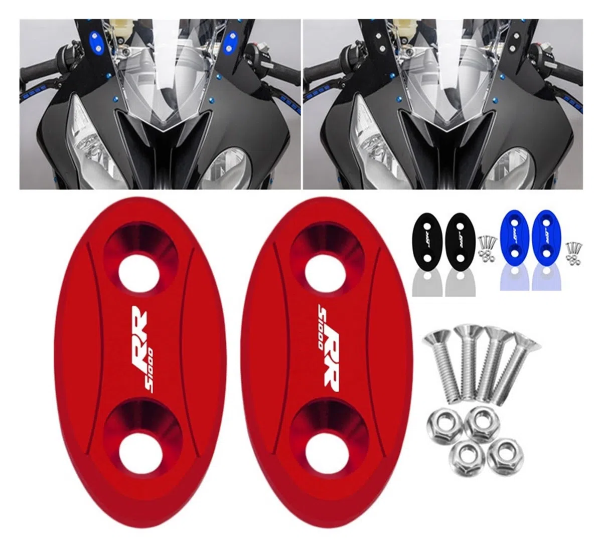 Accesorios CNC for Motocicleta, Tapa de Espejo for Parabrisas, eliminadores accionados, Tapa, Cubierta de Orificio de Espejo, Compatible con S1000RR 2009-2018 S1000rr(Titanium)