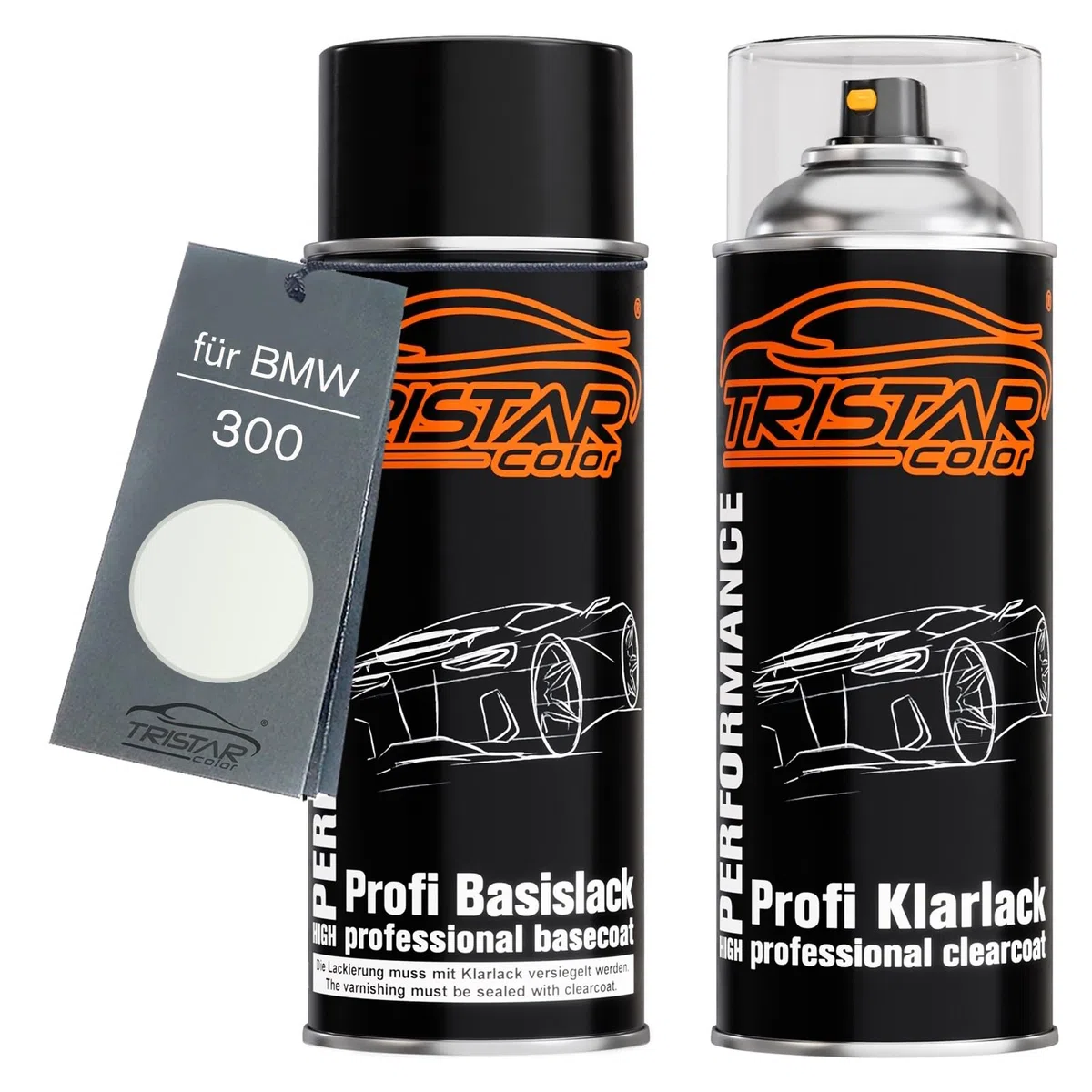 TRISTARcolor Pintura automotriz Set de botes de spray para BMW 300 Alpinweiss III/Alpine White 3 Pintura base pintura transparente aerosol 400 ml