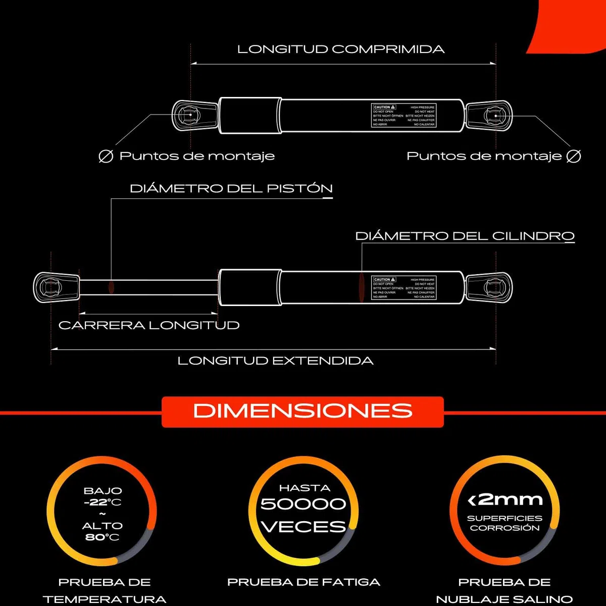 Frankberg 2x Amortiguadores de gas portón trasero Compatible con Leon 1M1 Compacto 1999-2006 Replace# 1M6827550A