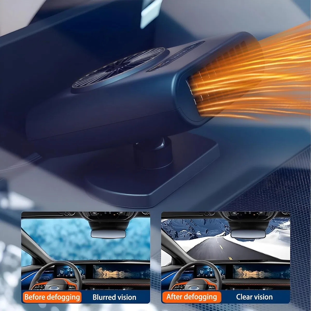 Pipihome 200W Calefactor Coche 12V, Calefactor Portatil para Coche Descongelador Parabrisas, Calentador Bajo Consumo Mechero, 360 Grados Rotación, para la Mayoría de los Automóviles, Camping (C)