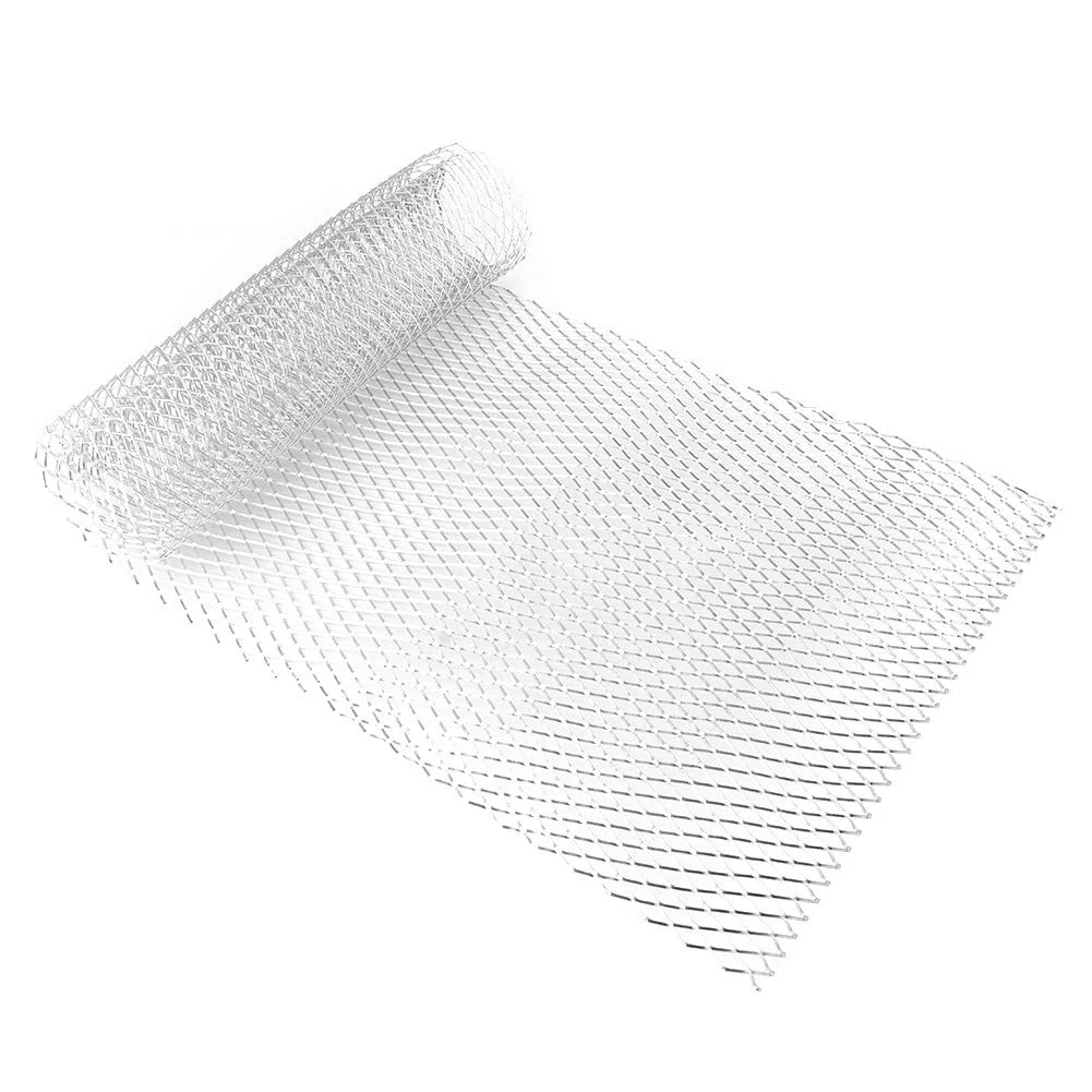 Parrilla de aluminio Universal para vehículos, parrilla de malla plateada de 39,4x13 pulgadas, aplicable para carrocería