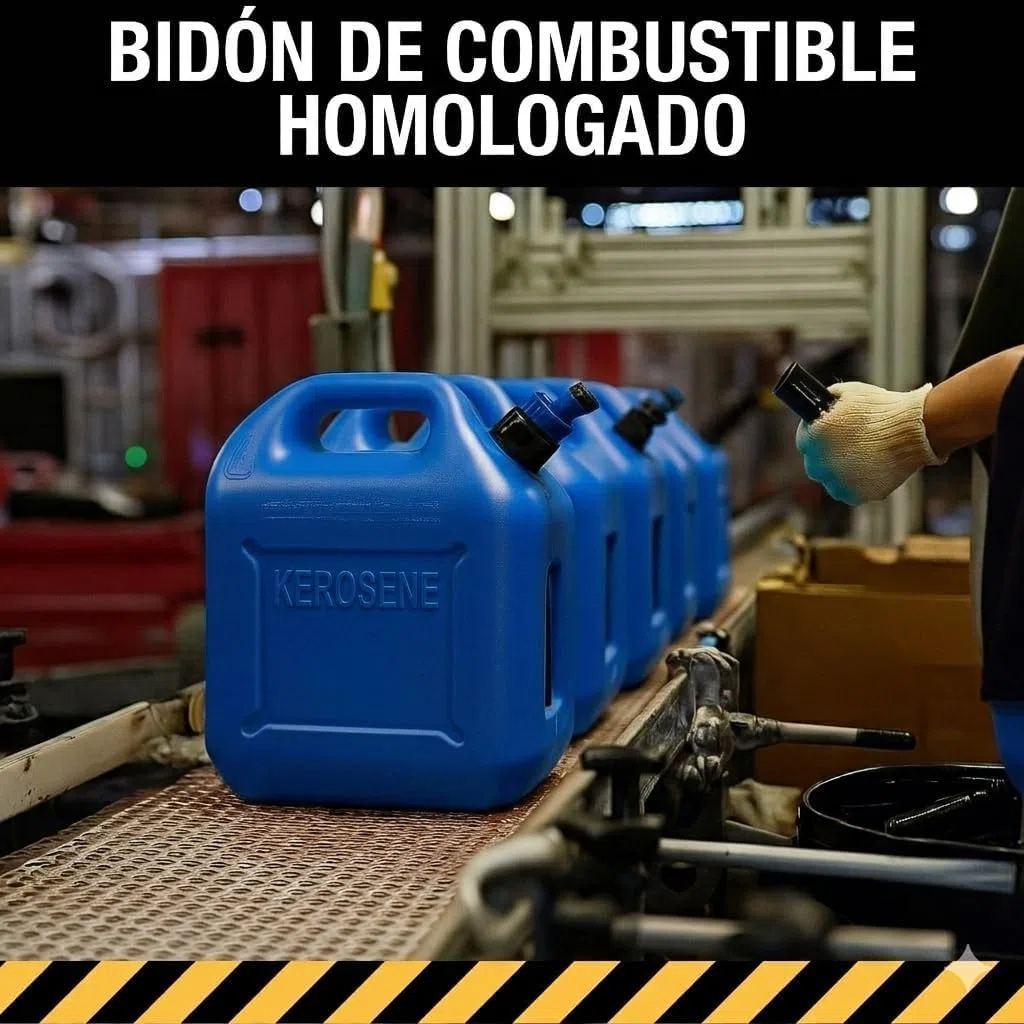 Pack Bidon Gasolina con Embudo de Boquilla Flexible para evitar Derrames - Con Visor de Nivel para facilitar la visibilidad - Con Homologación Oficial - Plástico HDPE Duradero (2, 20 Litros)