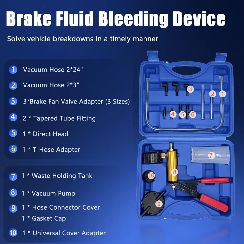 Kit de Escape de Freno de vacío de automóvil probador de Escape de Freno, purgador Frenos Coche,0~30inHg (kPa) para vaciar fácilmente los Frenos de automóviles y Motocicletas