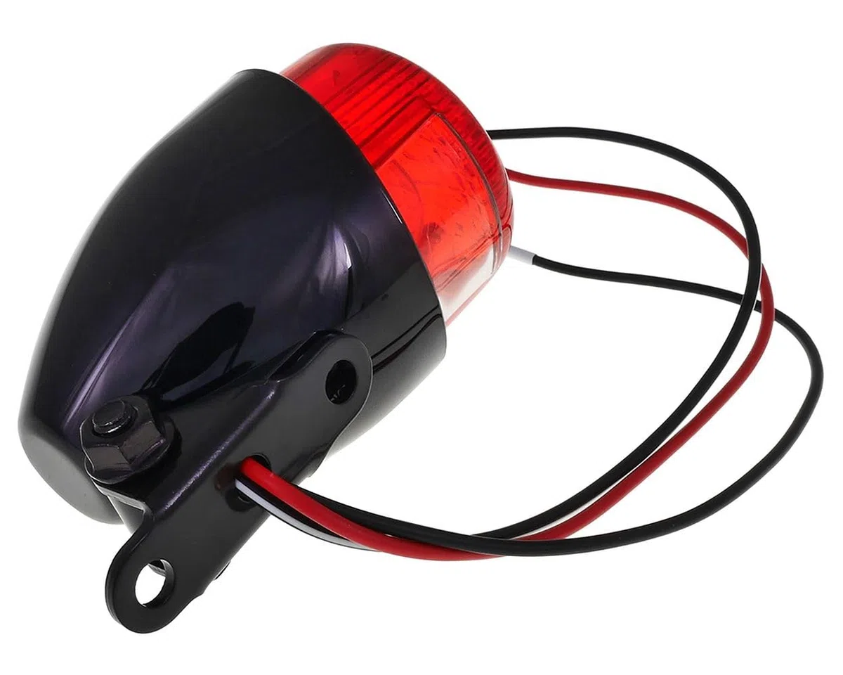 Piloto trasero/freno mini negro homologado compatible con chopper, moto custom