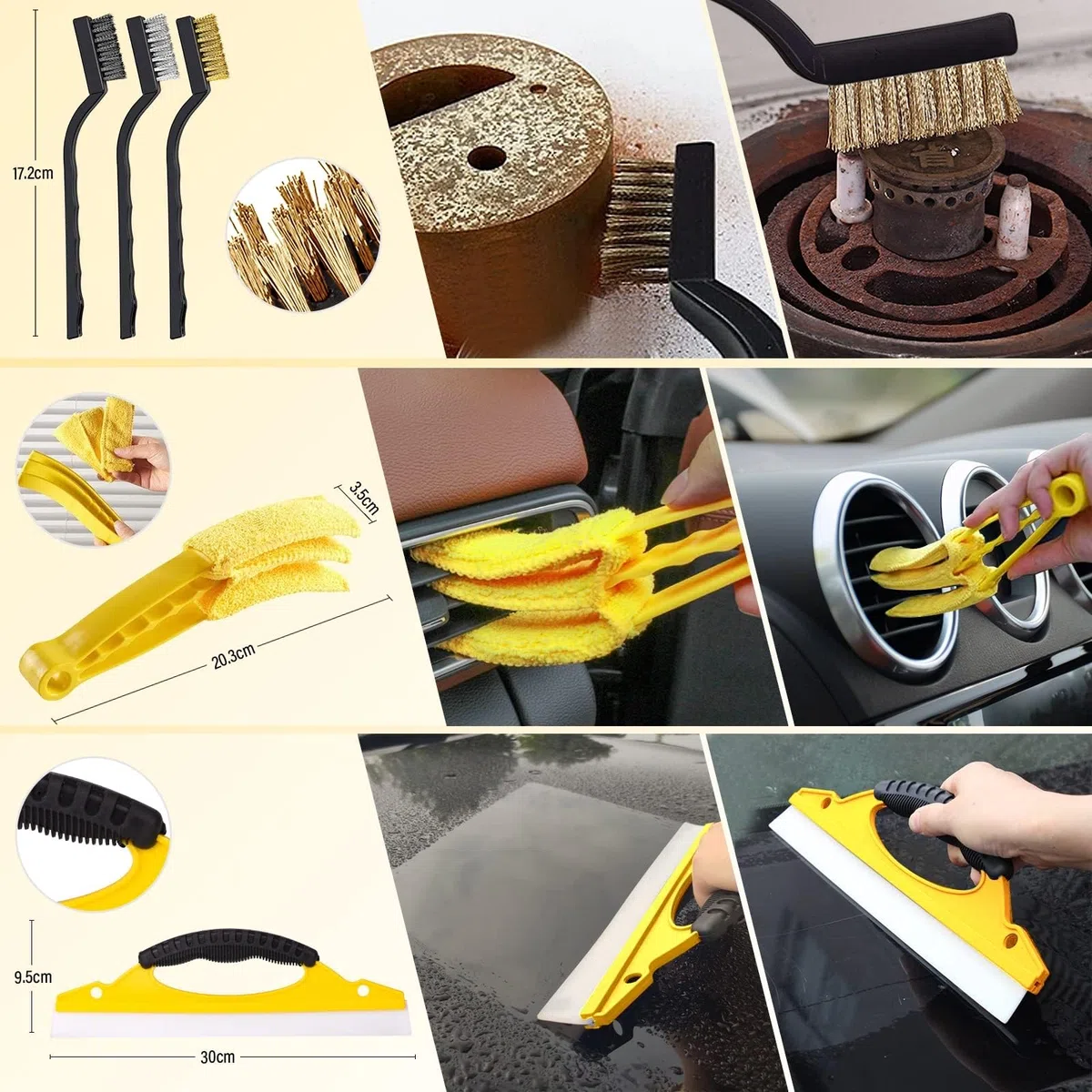 AOKITO Juego de limpieza de coche – Juego de 20 piezas para el cuidado del coche para interior y exterior – Juego de lavado de coches con cepillos, esponjas de pulido, gel de limpieza y más – Práctica