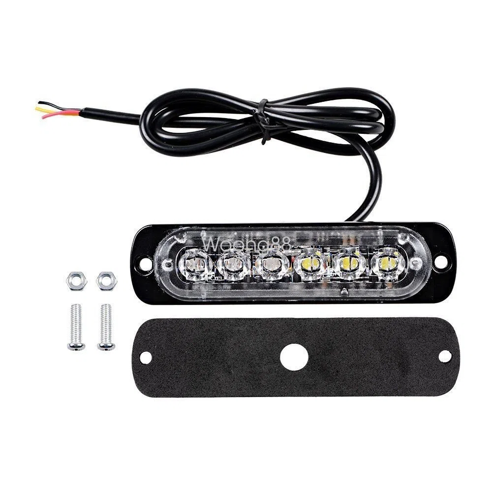 Ricoy - Barra ultrafina de luz de emergencia con 6 LED amarillas. 12-24 V. Para coche, barco, remolque, caravana