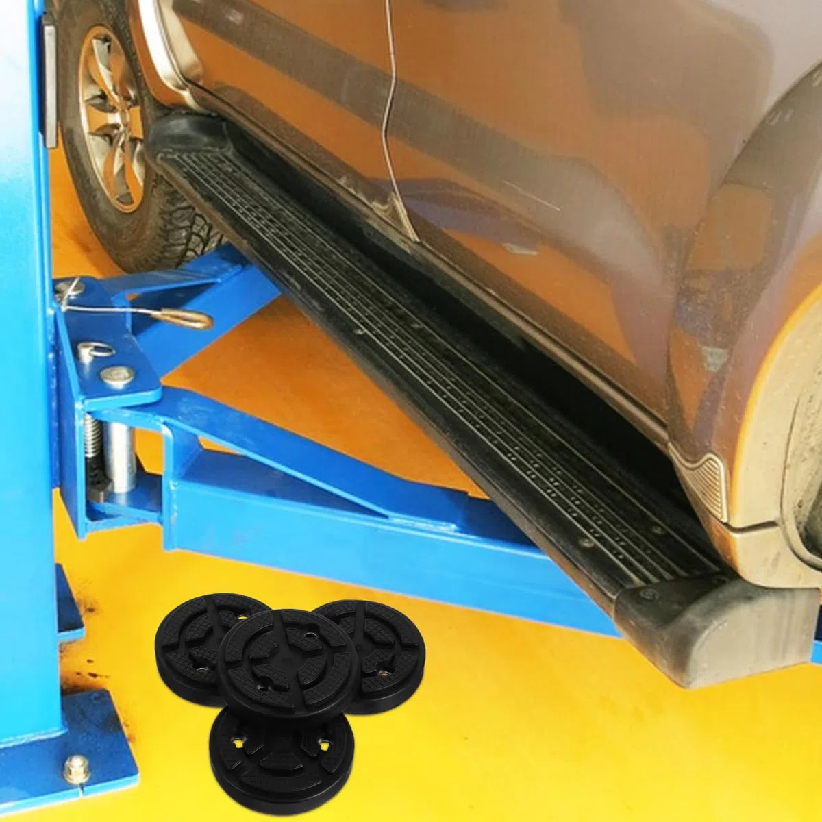INOOMP 4 Piezas Tacos de Goma para Elevador de Coche Almohadillas Redondas de Caucho para Soporte Elevador Antideslizantes y Resistentes para Puentes de Dos Columnas Accesorios de