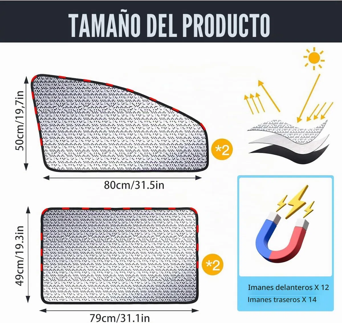 ZATOOTO Parasol Infantil Lateral - para Coche, Bebé/Niños/Mascotas/Adultos, Protección contra Rayos UV, Protección de Privacidad, Plata