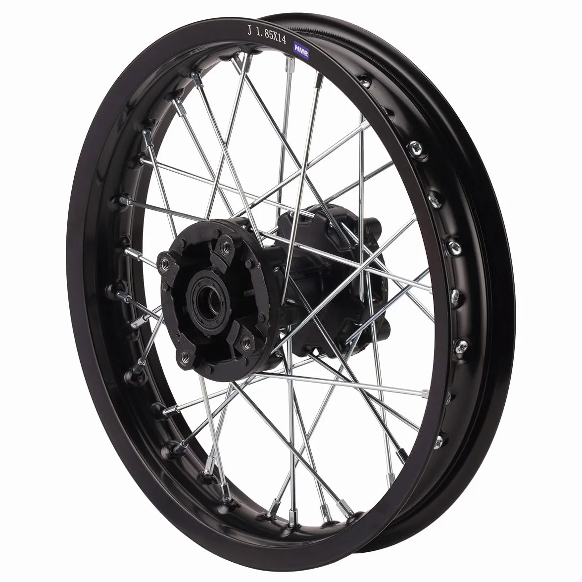 Llanta de acero de 14 pulgadas trasera negra adecuada para casi todos los modelos con eje de 12 mm Dirt Bike, Pit Bike, XMOTOS, Motocross (Negro)
