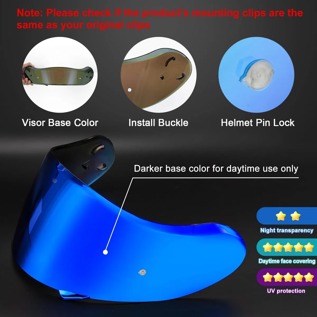 PSLER Visera de Casco para Neotec 2 Visera Tintada para Shoei Neotec 2 CNS-3, Protector Facial con Protección UV Accesorios de Repuesto para Motocicleta(Azul Intenso)