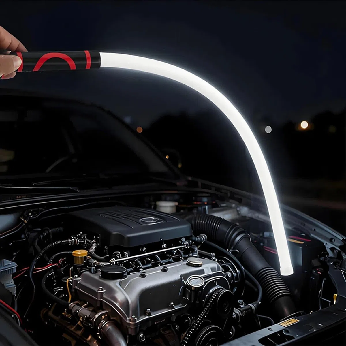 Linterna LED flexible recargable para mecánicos, base magnética plegable con lámpara de inspección fuerte