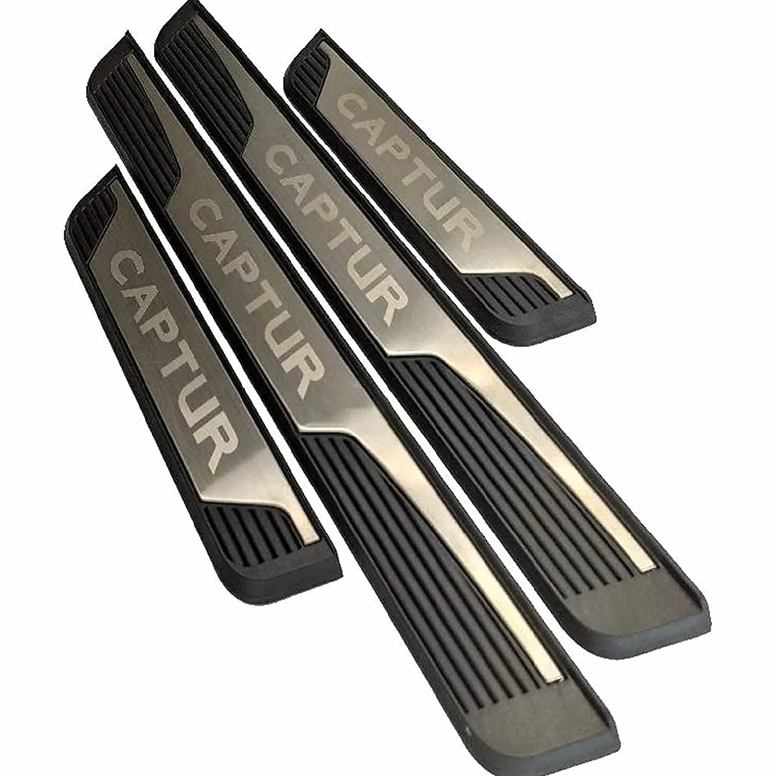 EAGLEG 4 Piezas Protector de Umbral de Puerta de Coche para REN-Ault Captur 2015-2020, Ajuste del Umbral del Pedal de Desgaste Placa de Protección Accesorios, Acero Inoxidable,Silver