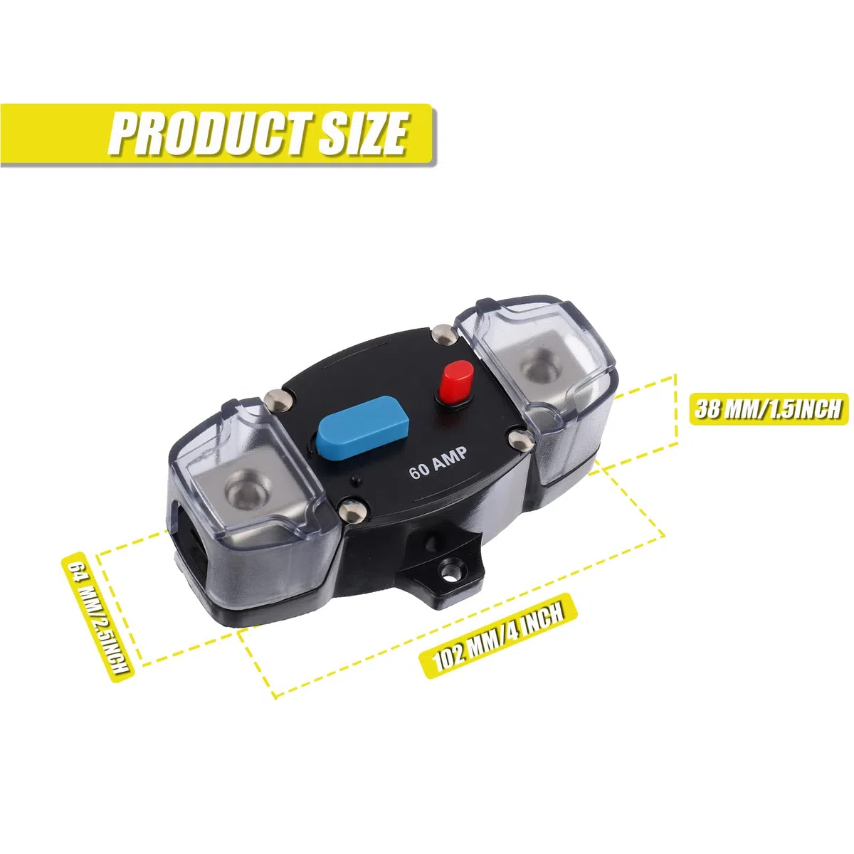 60A 12-48 v DC auto - recovery Breaker with Automatic RV Marine manual reset Button (60amp)