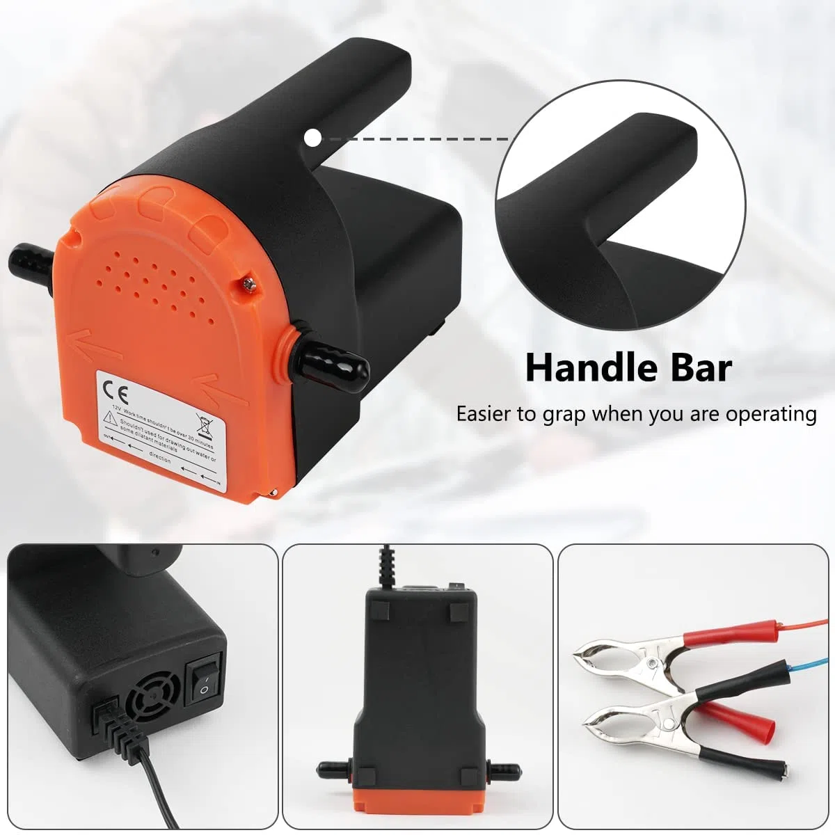 flintronic Bomba Extractora de Aceite, 12V 80W Bomba de Aceite de Aspiración Bomba de Transferencia de Aceite y Diesel, para Automóviles/Motocicletas/Barcos/Caravanas-con Protección de sobrecarga