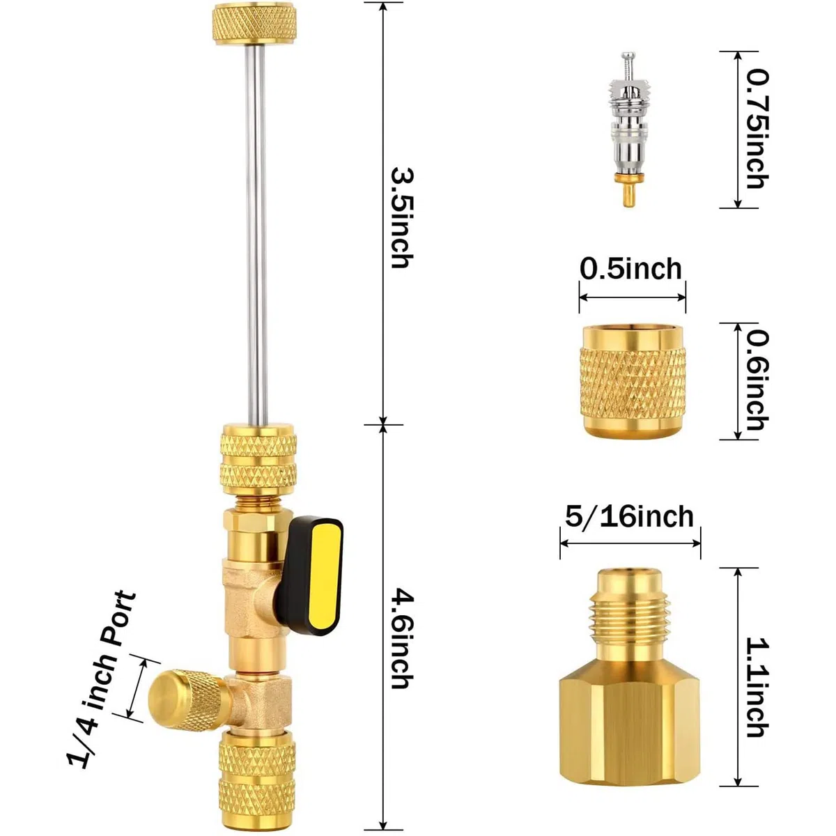 Herramienta de instalación de removedor de núcleo de válvulas automáticas SAE 1/4 pulgadas 5/16 pulgadas herramientas de reparación de aire acondicionado de coche de tamaño doble para