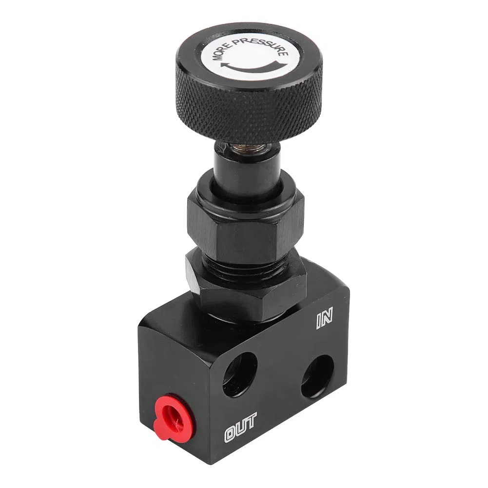 EBTOOLS Válvula de control de escape Válvula de distribución de frenos Válvula de cierre de frenos de aluminio Universal Motorsport Regulador de presión(Negro)