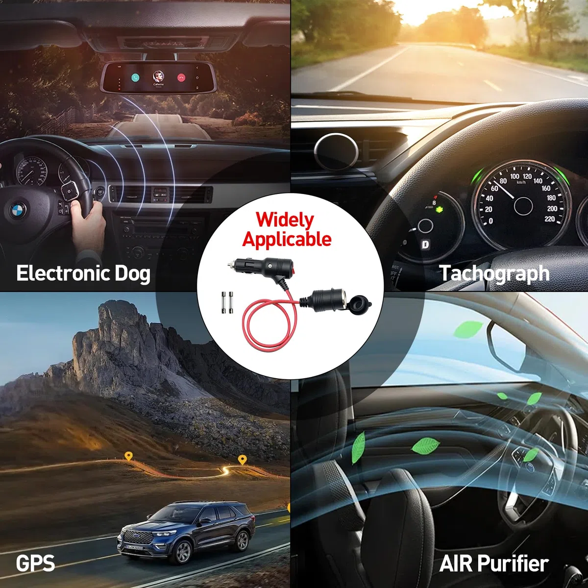 12V 24V Alargador Mechero Coche con interruptor, Cable Alargador para Encendedor de Cigarrillos 16AWG con Fusible de 15A para Automóviles Motocicletas Coche y Camión (0.5M)