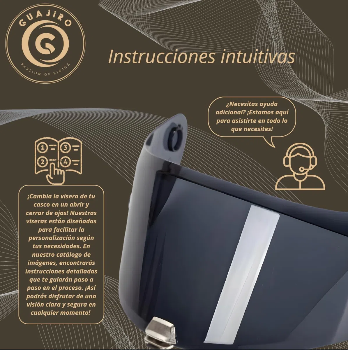 Guajiro - Visera Compatible con HJC HJ26 | RPHA11 y RPHA70 (CARBON) | Visor Moto con soporte para Pinlock Antivaho | Material de Policarbonato Reforzado (Negro)
