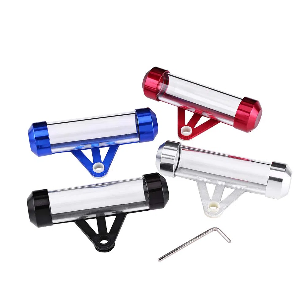 Tubo Seguro para Moto, Soporte para Disco Fiscal, Tubo para Pegatina ITV, Soporte de Tubo de Impuestos de Disco Cilíndrico, para la Mayoría de las Motocicletas (Plata)