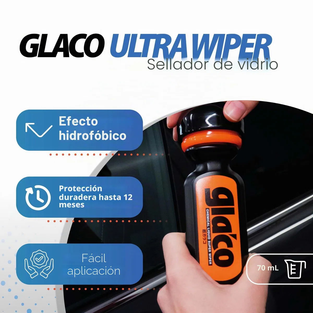 detailmate Juego de sellado de parabrisas para coche y ducha – efecto loto: Soft99 Ultra Glaco sellado de cristal 70ml + parabrisas cristal 500ml + paño microfibra de vidrio + paño pulido esponjoso