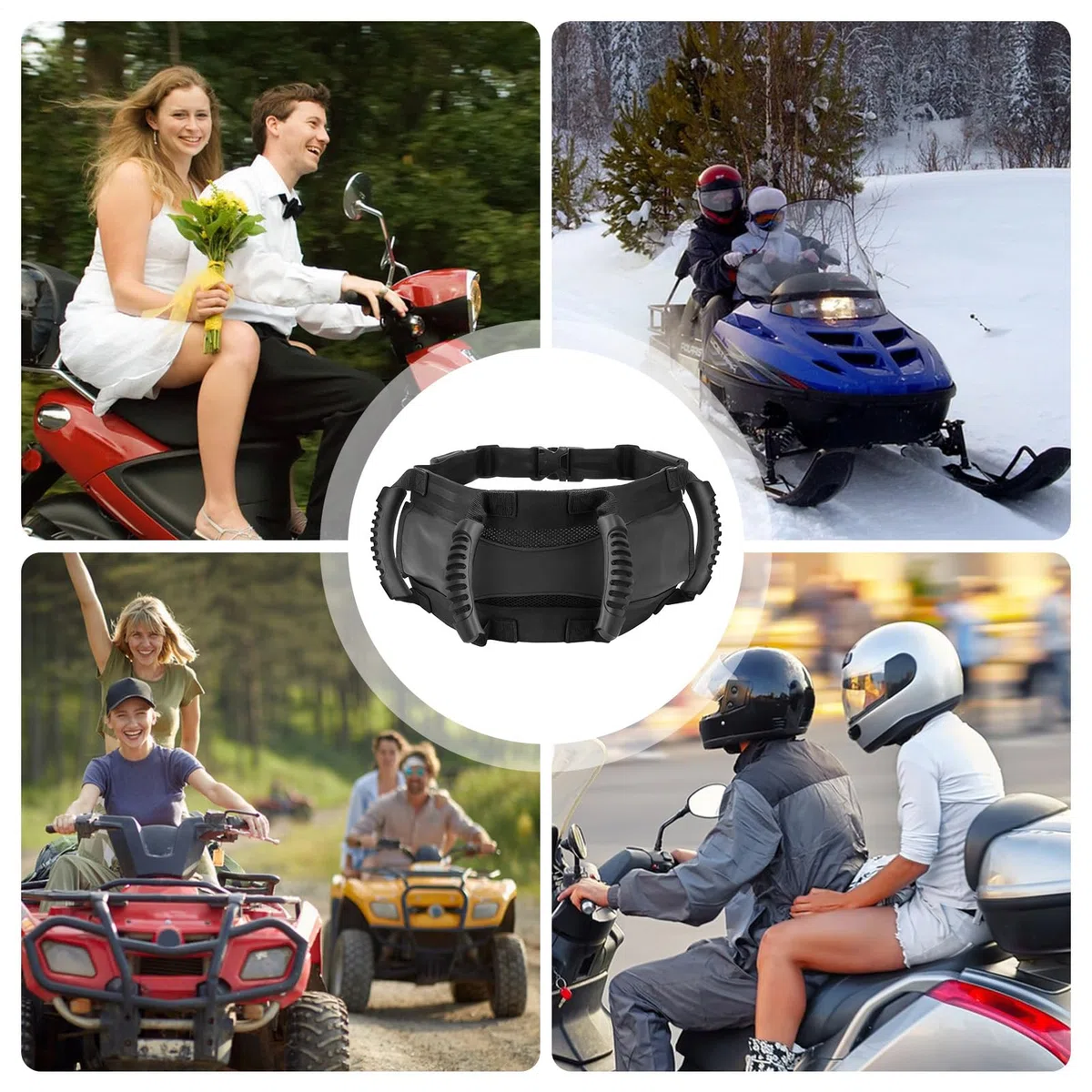Arnés para El Pasajero De La Motocicleta - Agarres Ajustables De Asiento Trasero,Asidero Cómodo para Pasajero - para Pilotos Niños Adultos ATV Motonieve Desplazamientos Paseos Fin de Semana Viajes