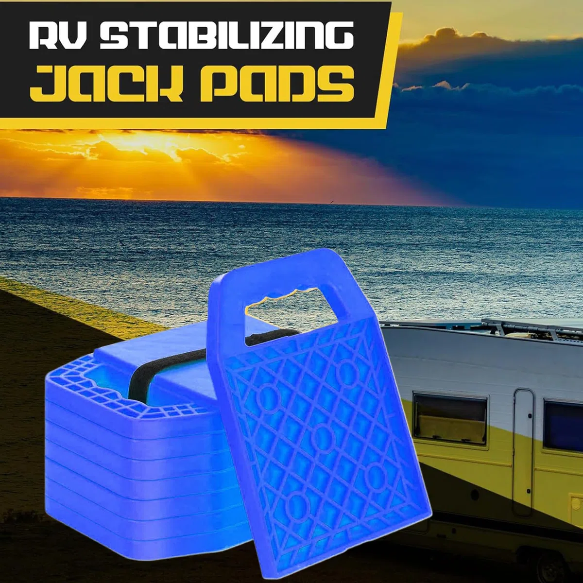 Nivelamento para Caravanas - Niveladores para Calzos para Nivelar RV | Juego De 4 Bloques Niveladores - Base Antideslizante Multiangulo Portátil para Camping Viajes Autocaravana Mantenimiento