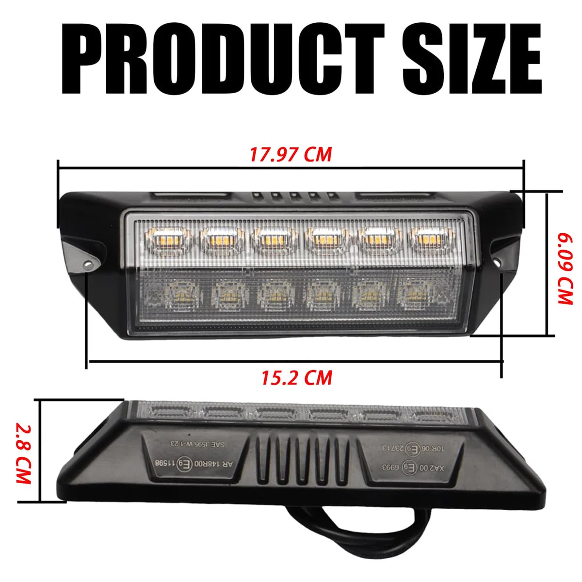 Luz Led Exterior Caravana 12V Luz Blanca/Luz Amarilla Luz LED Exterior Autocaravana IP67 Impermeable 2160LM Luces Led para Toldo Furgoneta Camper (Carcasa negra - Luz blanca/Luz amarilla)