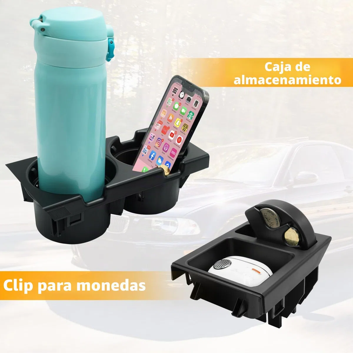 TTCR-II Compatible con Portavasos Coche BMW Serie 3 E46 1997-2006 Soporte Bebidas para Consola Central 3er 316i 318i 318d 320i 320d 323i 325i 325xi 328i 330i 330xi M3 (51168217953)-Negro