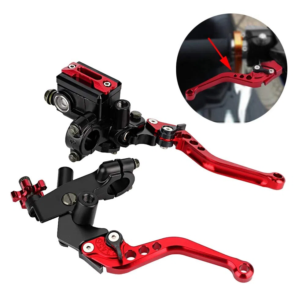 Longzhuo Palanca de Motocicleta Universal 7/8" (22 mm) - Freno y Embrague para Moto Cross 50 cc - Mango de Freno (Rojo)